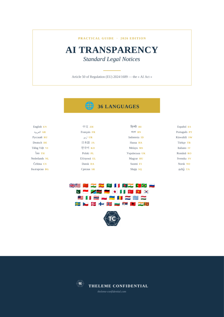 ai act — standard legal notices: multilingual transparency templates (36 languages)